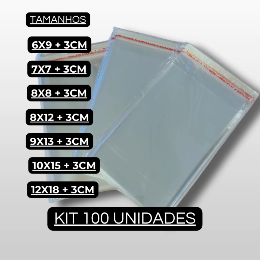 Saco Adesivado Transparente Kit Com 100 Saquinho A