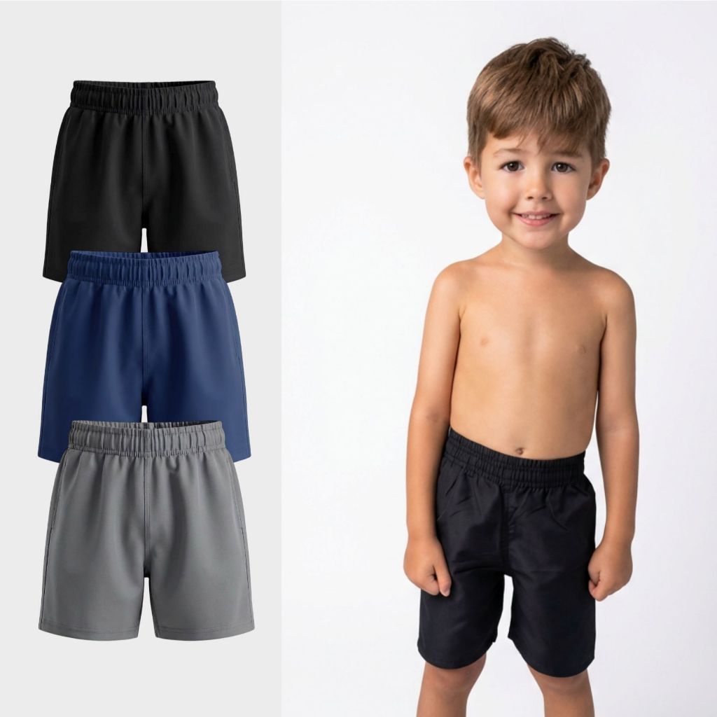 Kit 3 Bermuda Shorts Tactel Menino Verão Praia Es