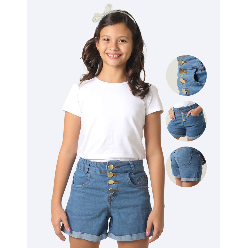 Short Jeans Infantil Juvenil Premium Elegante Meni
