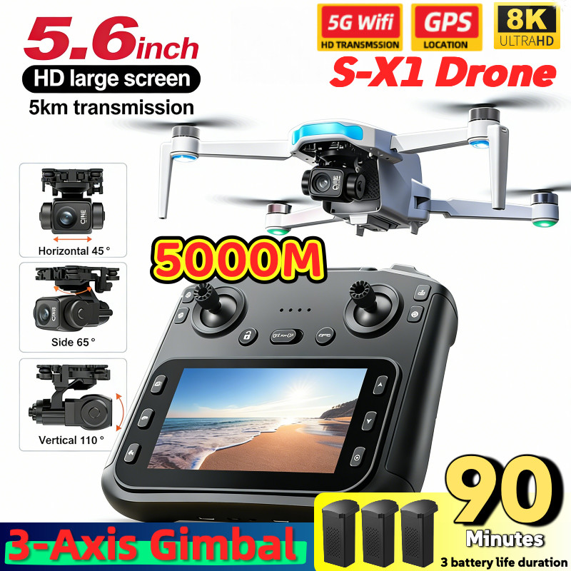 Drone GPS S-X1 MAX Com Cardan De 3 Eixos 5000m FPV