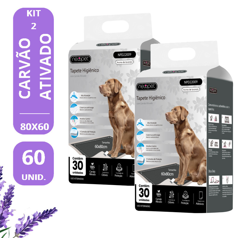 Newpet Kit 2 Carvao Ativado Tapete Higiênico Ultr