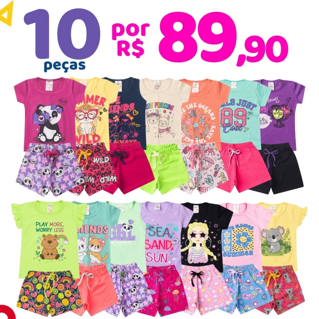 Kit 10 Peças Roupa Infantil Menina Conjunto Verã