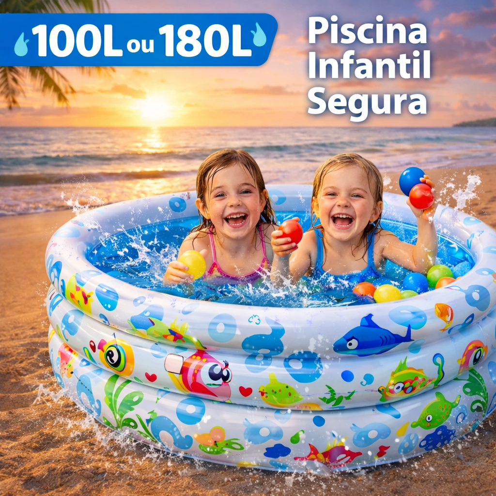 Piscina Infantil Inflável Redonda 100L ou 180L Se