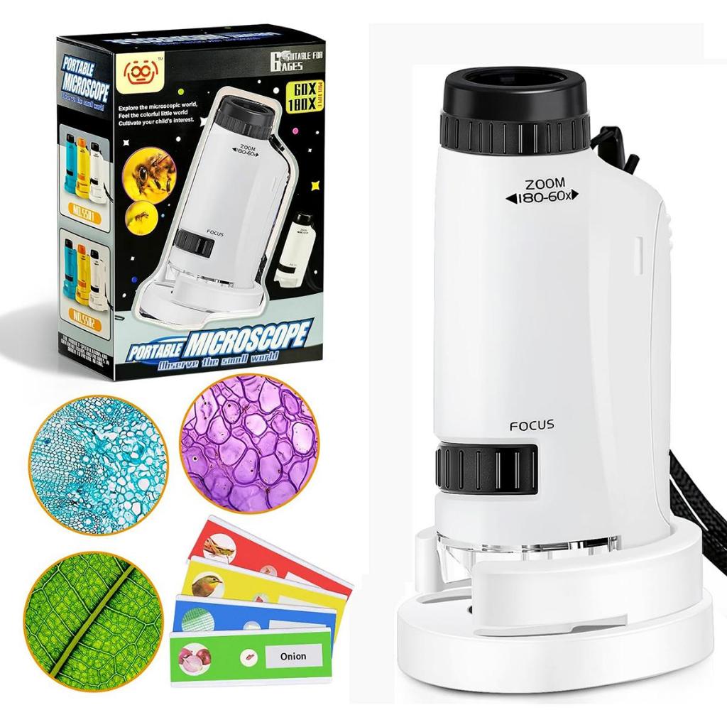 Microscópio de bolso portátil para crianças, 60