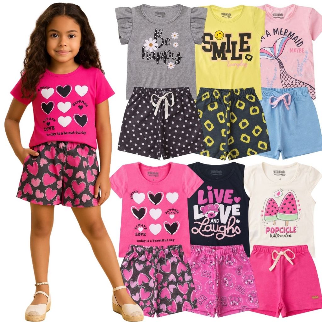 Kit 10, 6 ou 4 Peças Roupa Infantil Menina Verão