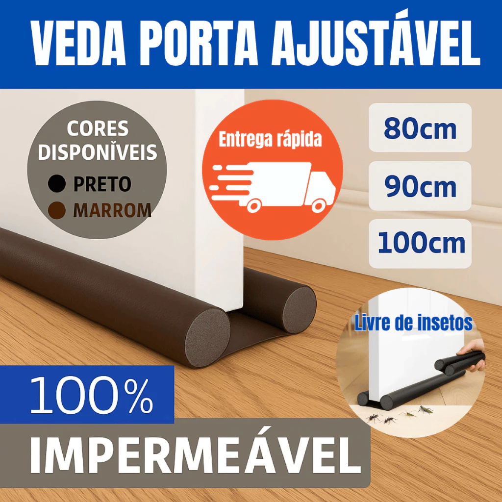 Veda Porta Rolinho 80, 90 e 100 Cm Impermeável Pr