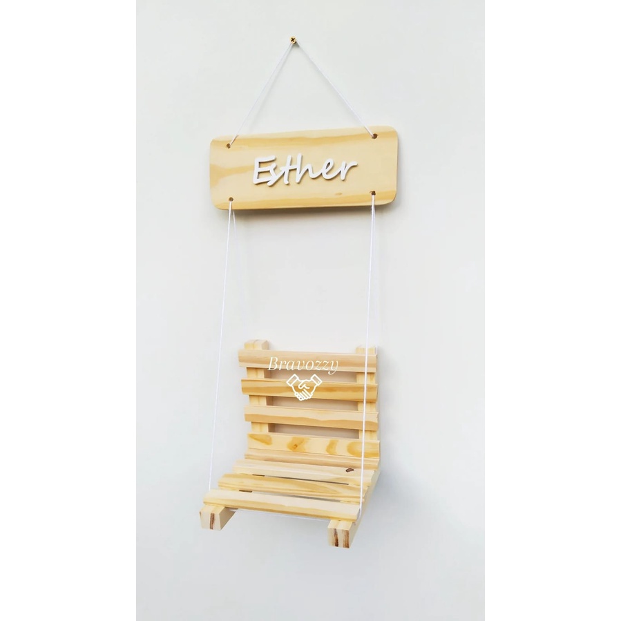 Enfeite Porta Maternidade Balanço Em Madeira Pinu