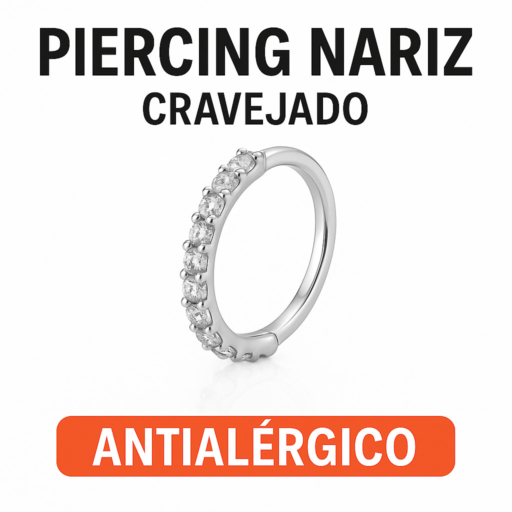 Piercing Argola Cravejado Nariz Torção 6mm 8mm P