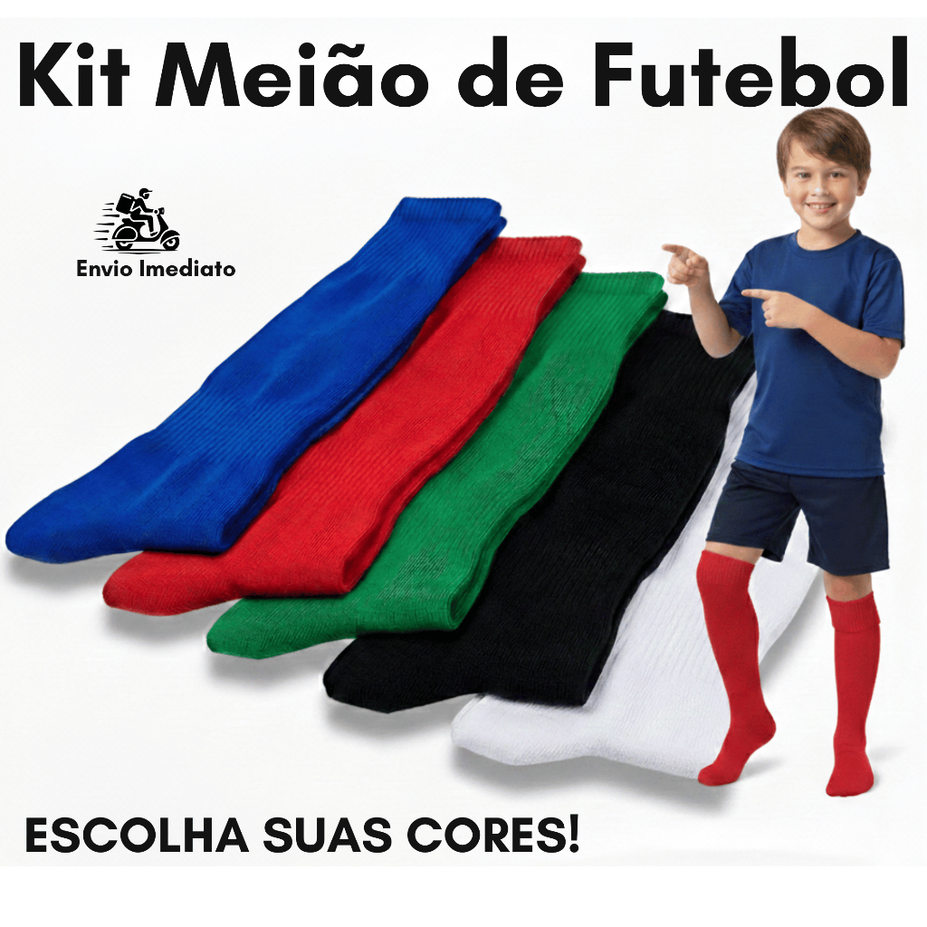 Kit 3/2/1 Pares Meião de Futebol Esportivo Longo 
