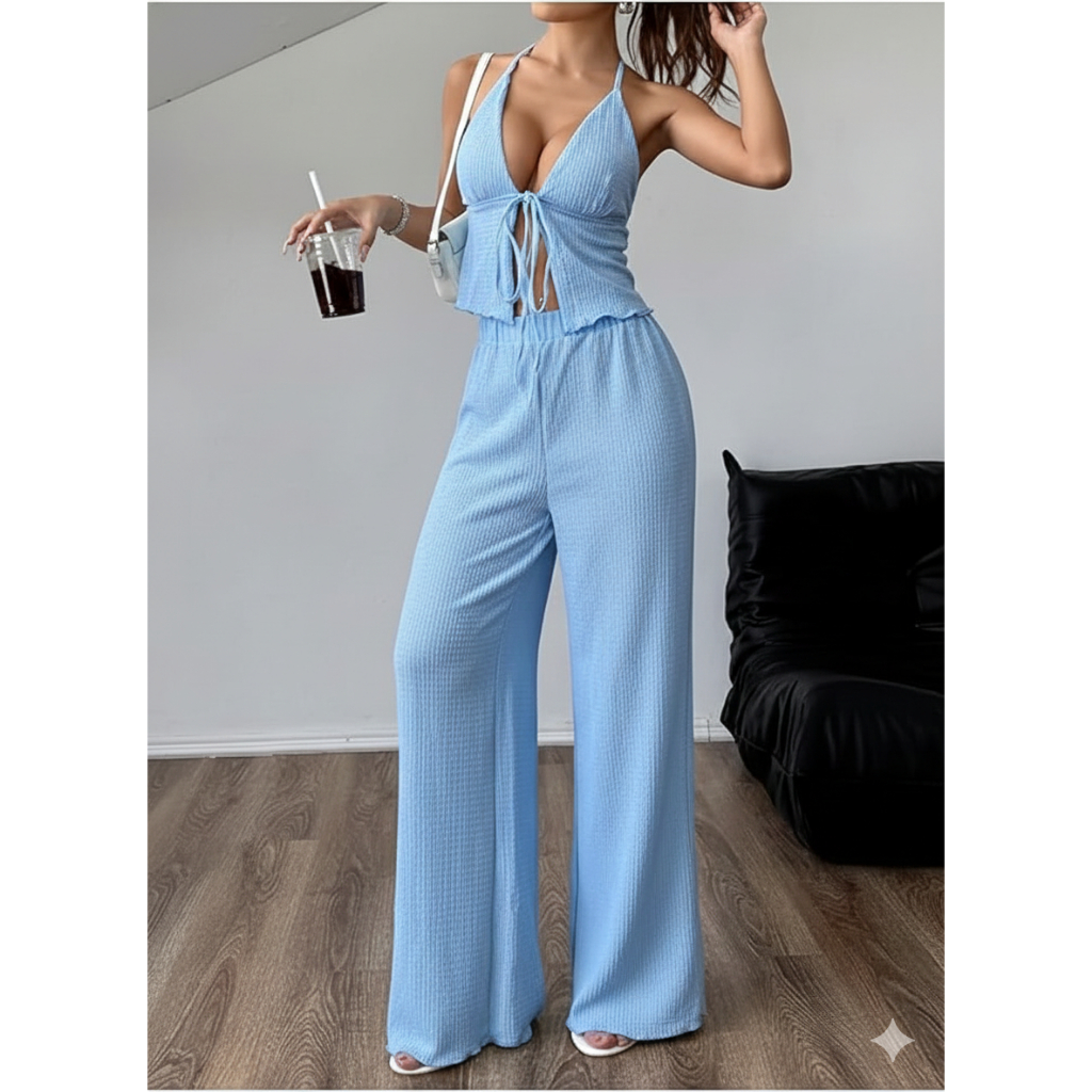 Conjunto Feminino Liz Calça Pantalona + Blusinha 