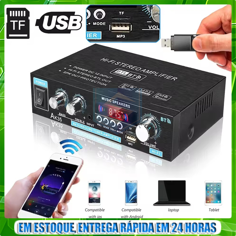 AK35 Mini Amplificador 800W 2CH Kit Doméstico Sub