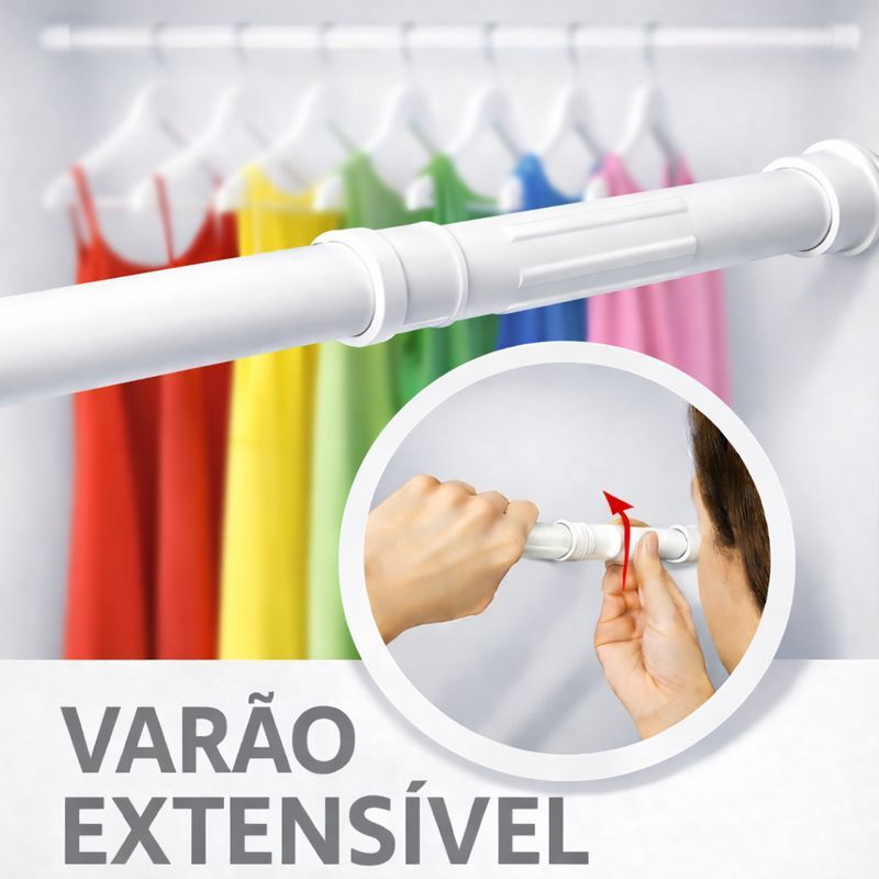 Varão Extensível Ajustável 45cm a 1,50m Cortina