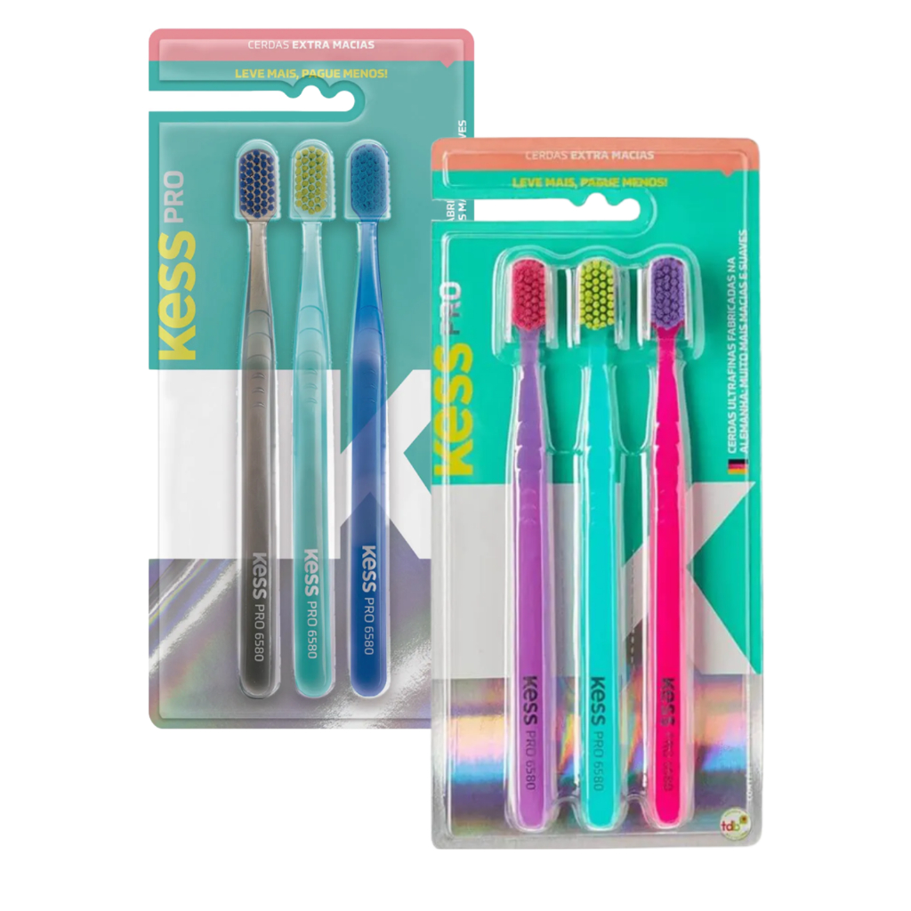 Pack Com 3 Escovas Dentais Kess Pro 6580 Extra Mac