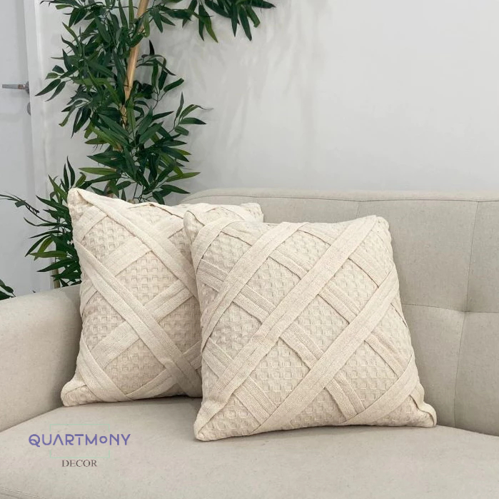 Kit 2 Capa Almofada Losango Artesanal Decorativa R