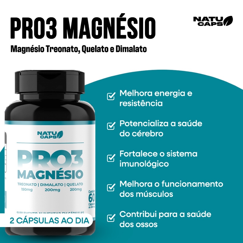Pro3 Magnésio – 60 Capsulas por Pote | Treo