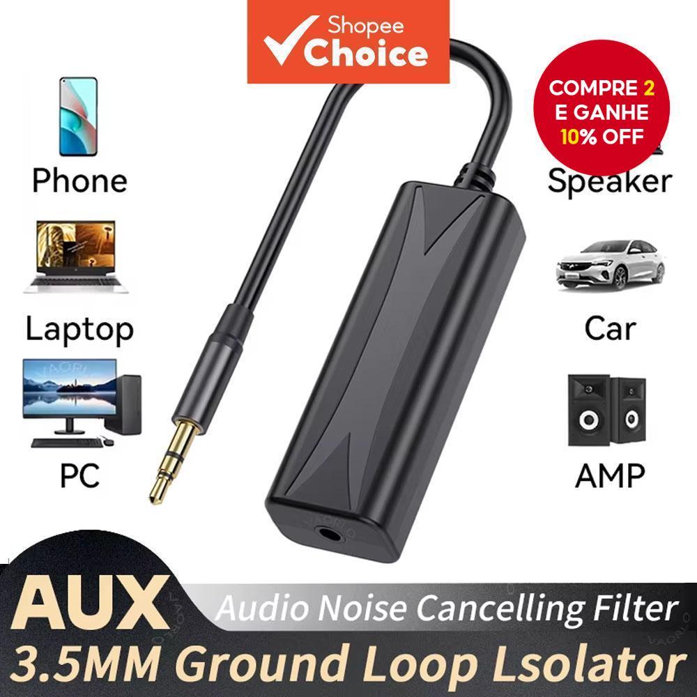 Filtro de Ruído de Áudio Auxiliar 3.5mm Isolador