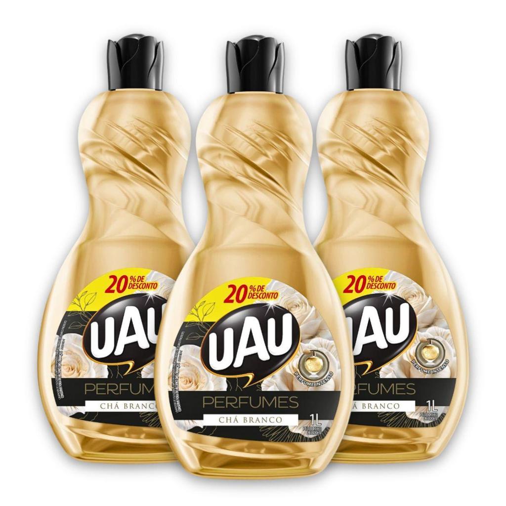 Kit 3un Limpador 1L UAU Perfume Chá Branco Promo