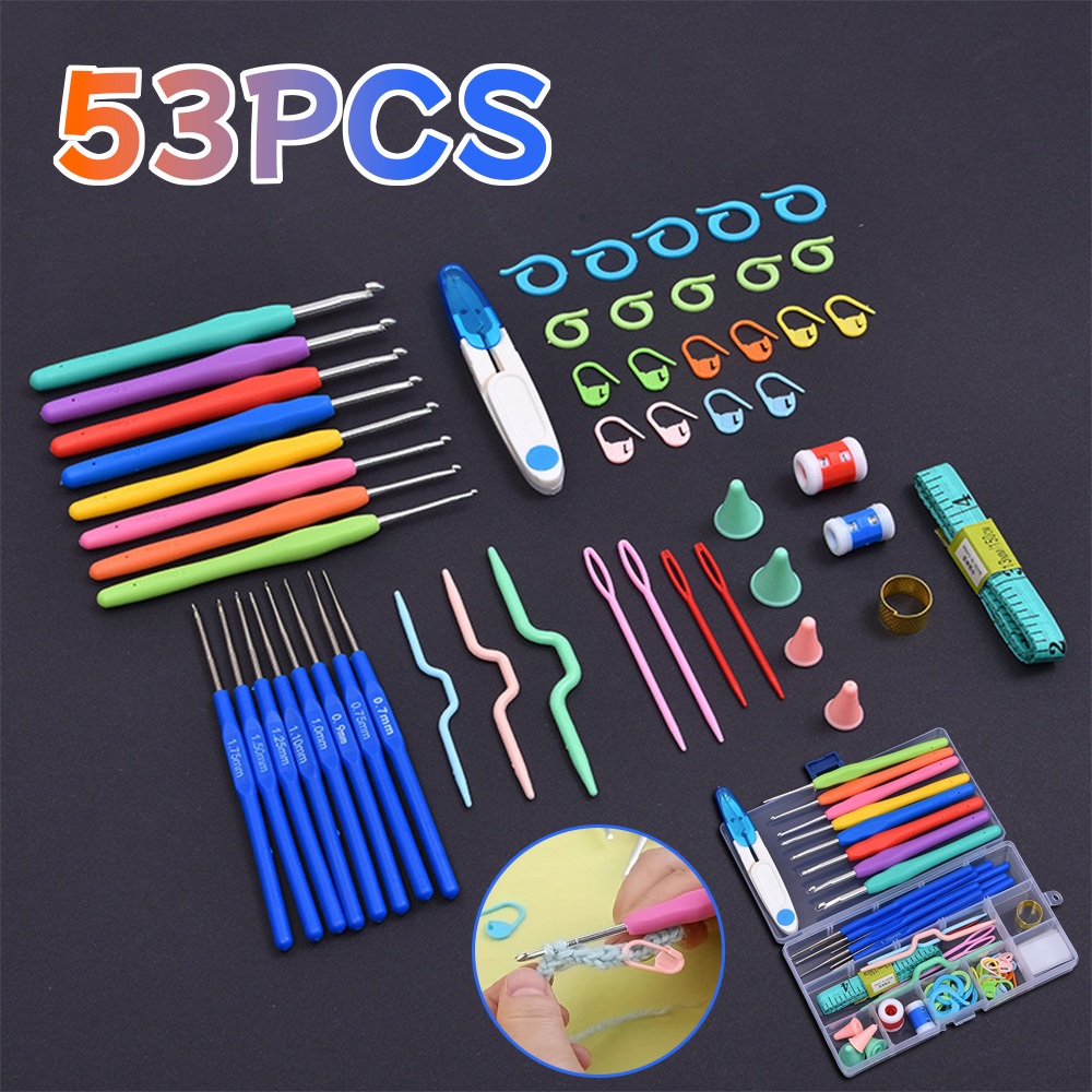 53 Peças Kit Crochê Completo Ferramentas Para Fa