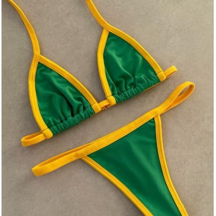 biquini Brasil fita cortininha bicolor fio dental 