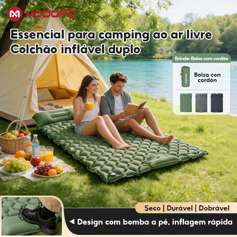 Colchão Inflável Dobrável Duplo Para Acampament