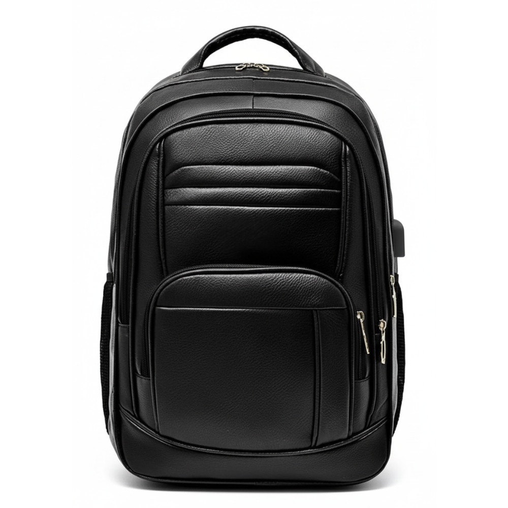 Mochila de Couro Grande 2025 Preta Resistente Bols