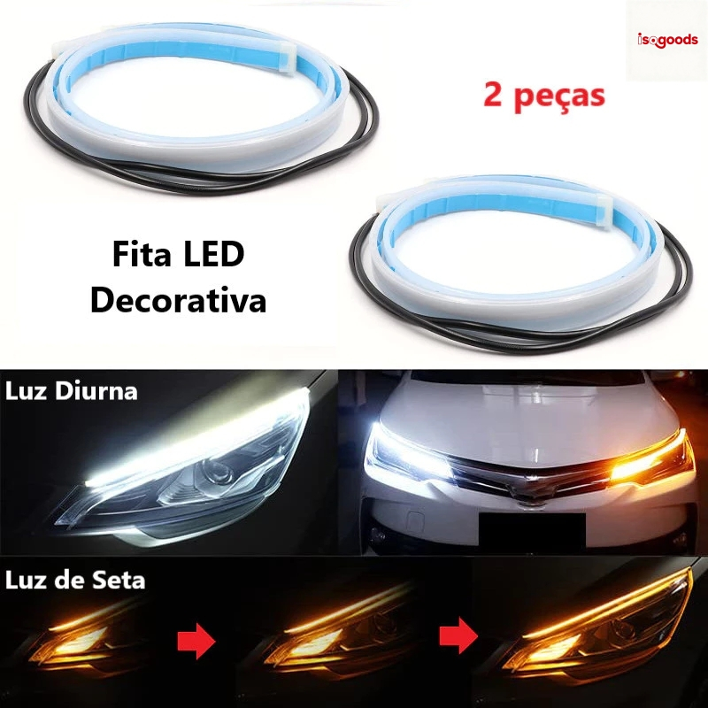 Par Fita Automotiva Led Drl 60cm Sequencial Farol 
