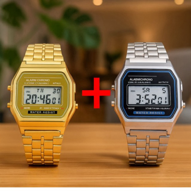 Kit 2 Relógios Digitais Aço inoxidável Feminino