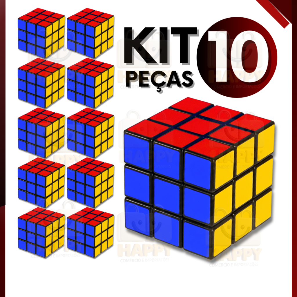 Kit 10 Cubo Mágico Clássico 5×5 cm Brinqued