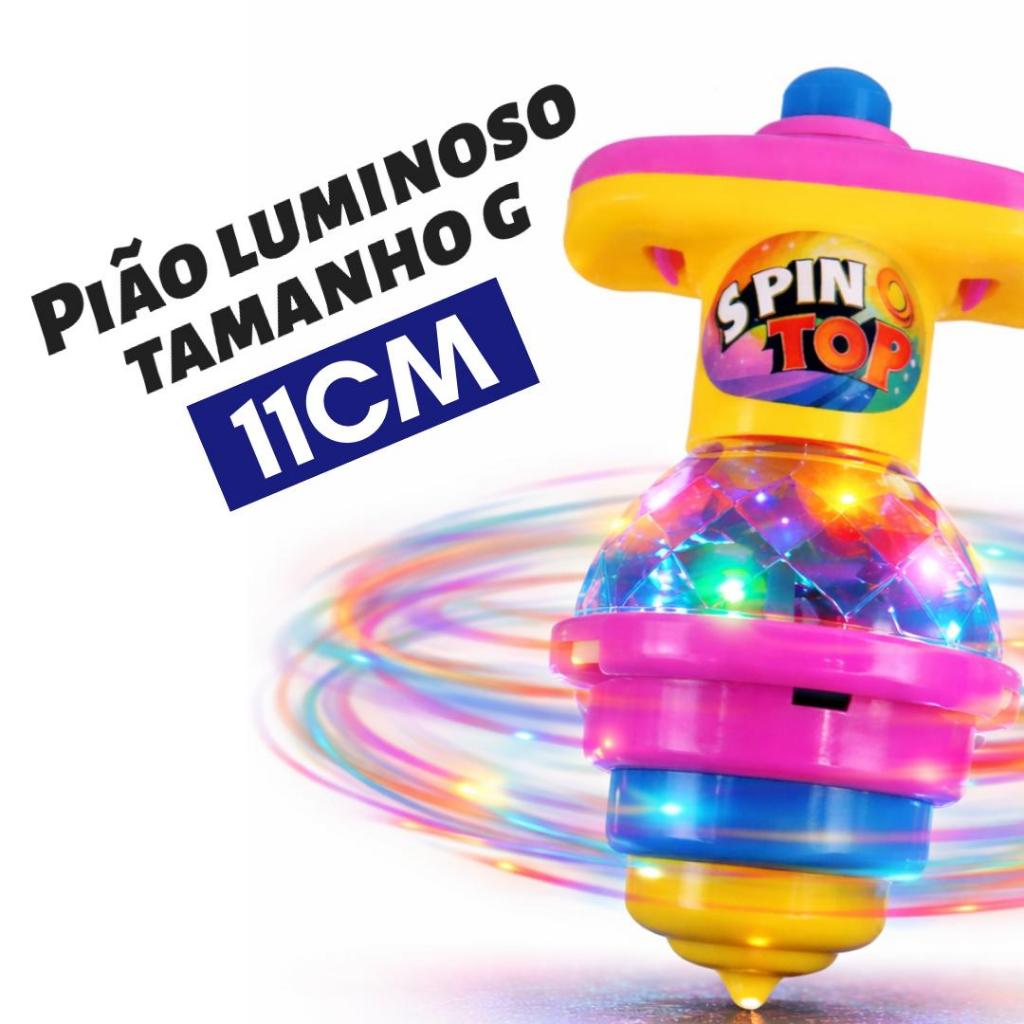 Kit 5 Pião Luminoso Com Lançador Automático Pi�