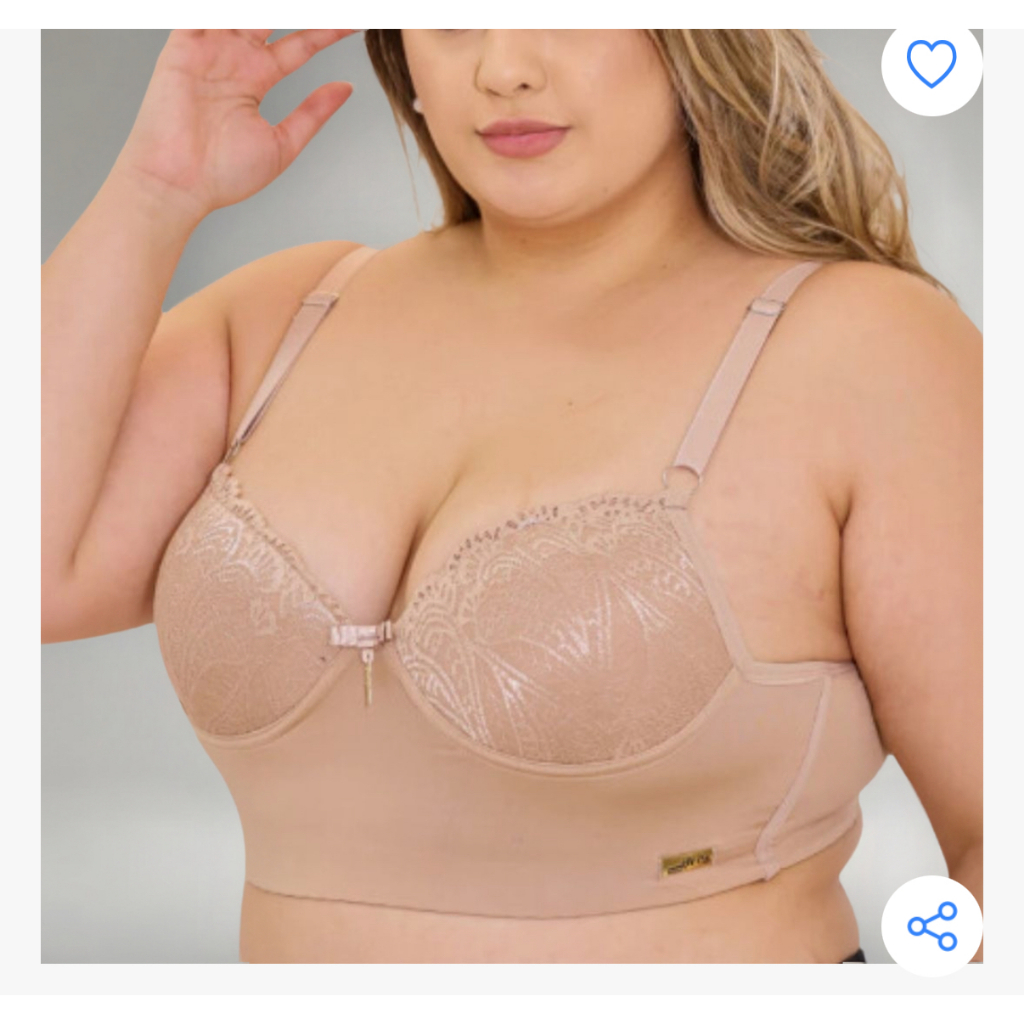 Sutiã Reforçado Plus Size Com Renda Bojo Alta Su