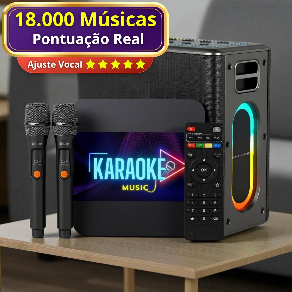 Karaoke Profissional Completo 4K + 2 Microfone s/f