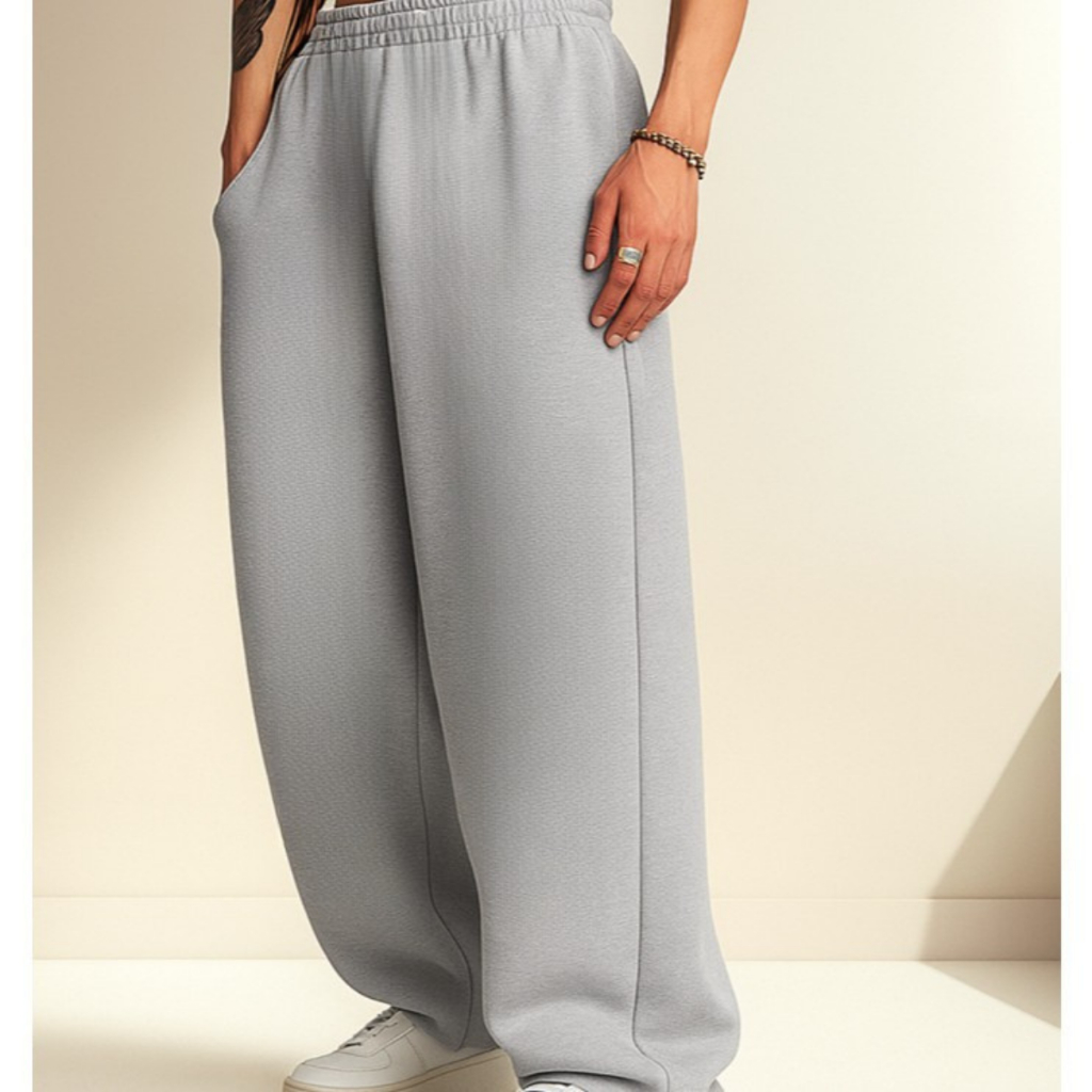 Calça Unissex Baggy de Moletom Cargo Streetwear E