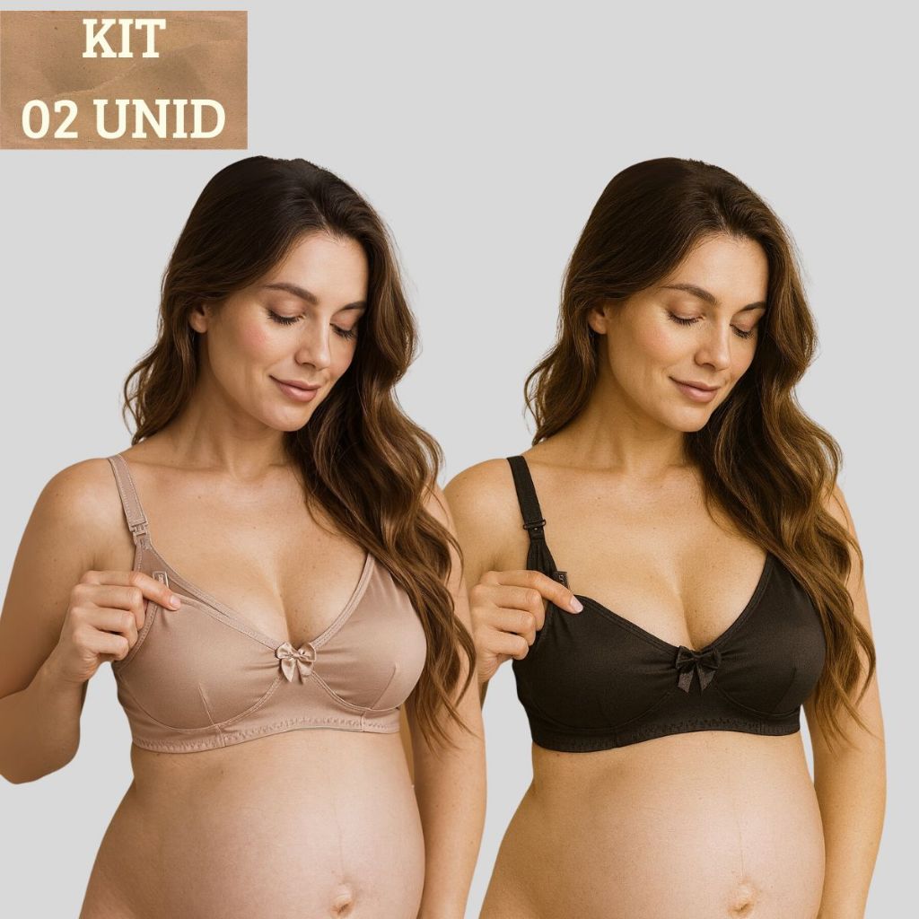 KIT 02 Sutiãs Amamentação Alça Abre Fácil Ref