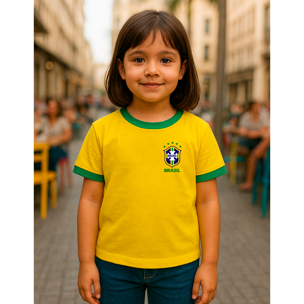 Camiseta Brasil Infantil Poliéster Personalizada 
