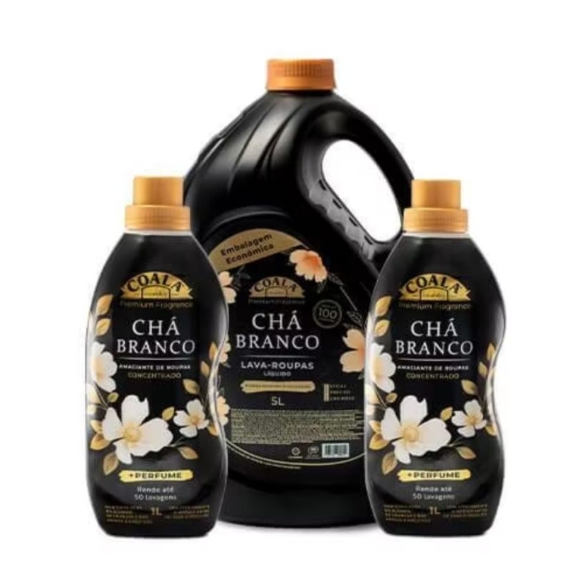 Kit Coala Chá Branco  Lava Roupas 5L + 2 Amaciant
