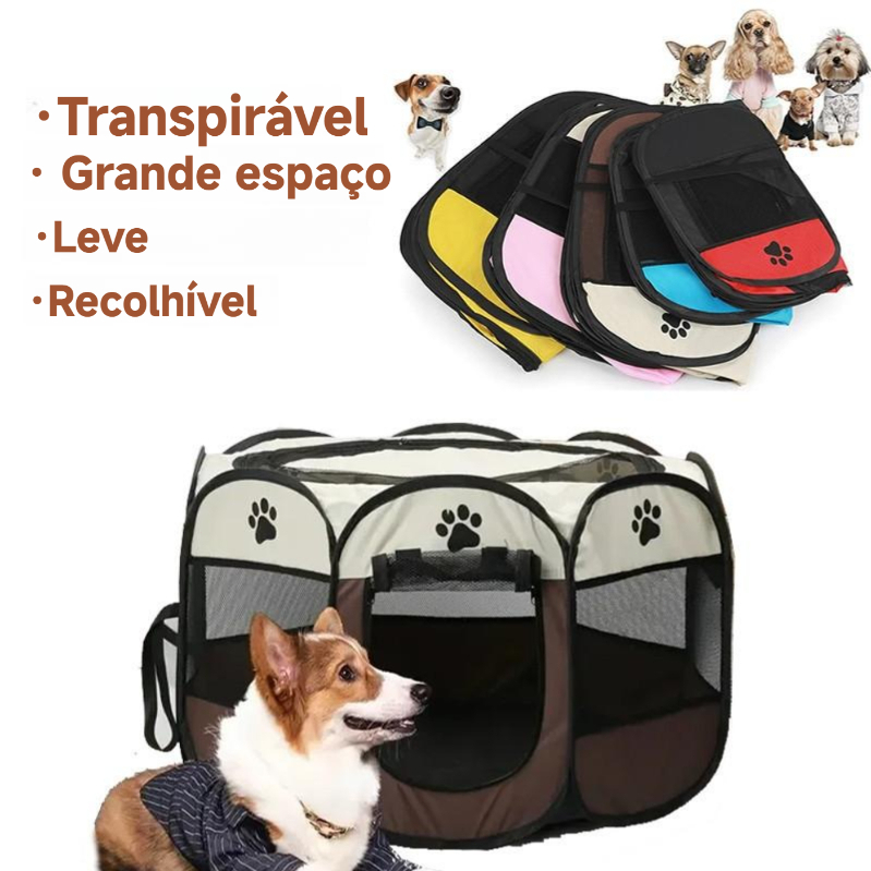 Tenda octogonal dobrável para animais de estimaç