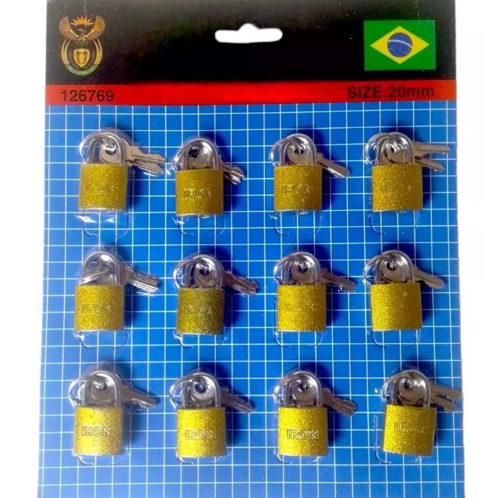 Cadeados Cartela Com 12 e Unidades N. 20mm Para Ma