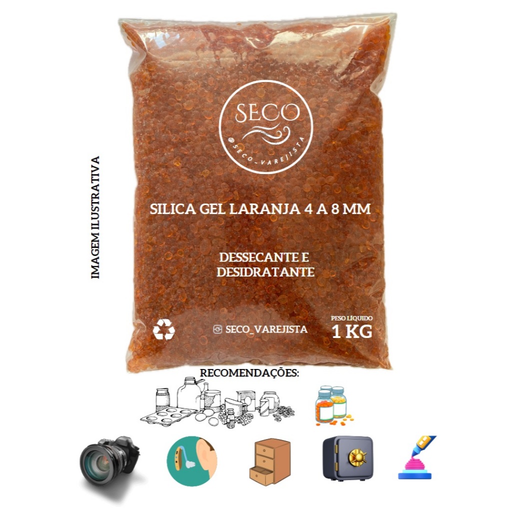 Silica Gel Laranja ( 4-8 mm) Desumidificante E Des