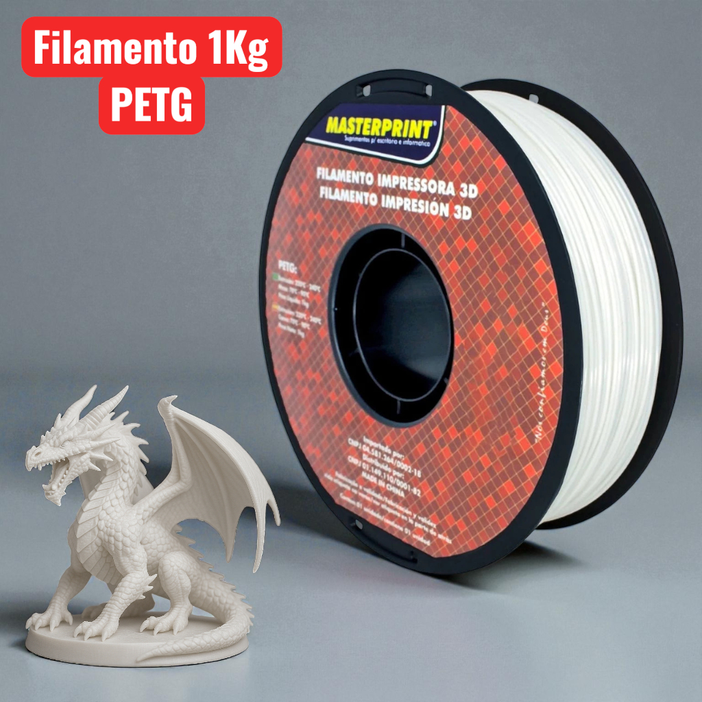 Filamento 3D PETG 1kg 1,75mm impressão Masterprin
