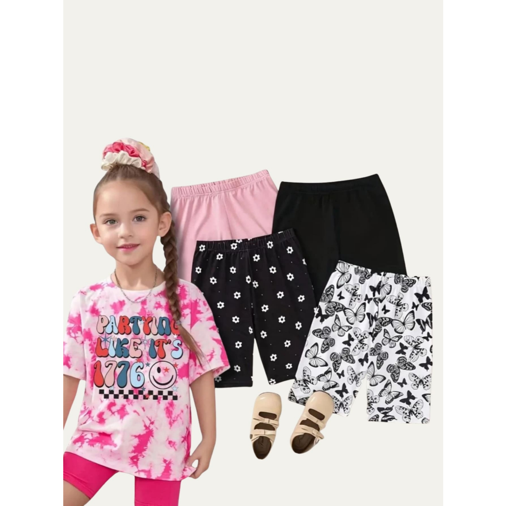 Kit 5 Bermudas Ciclista Infantis Femininas Algodã