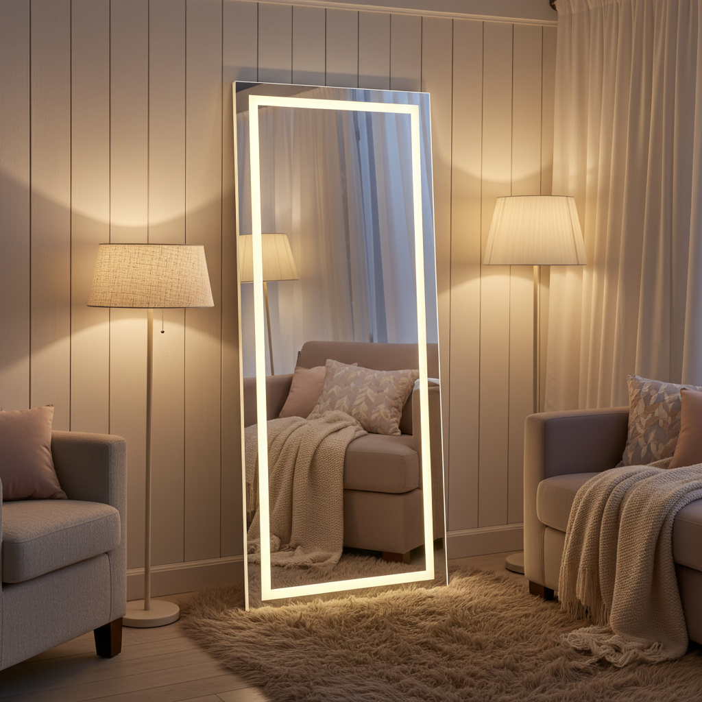 Espelho Retangular Grande com LED Touch Jateado V�