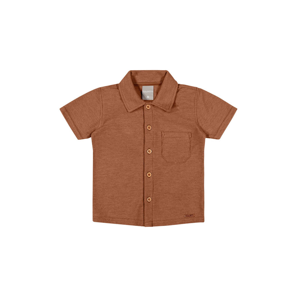Camisa Infantil Menino Curta Com Textura Coloritt�