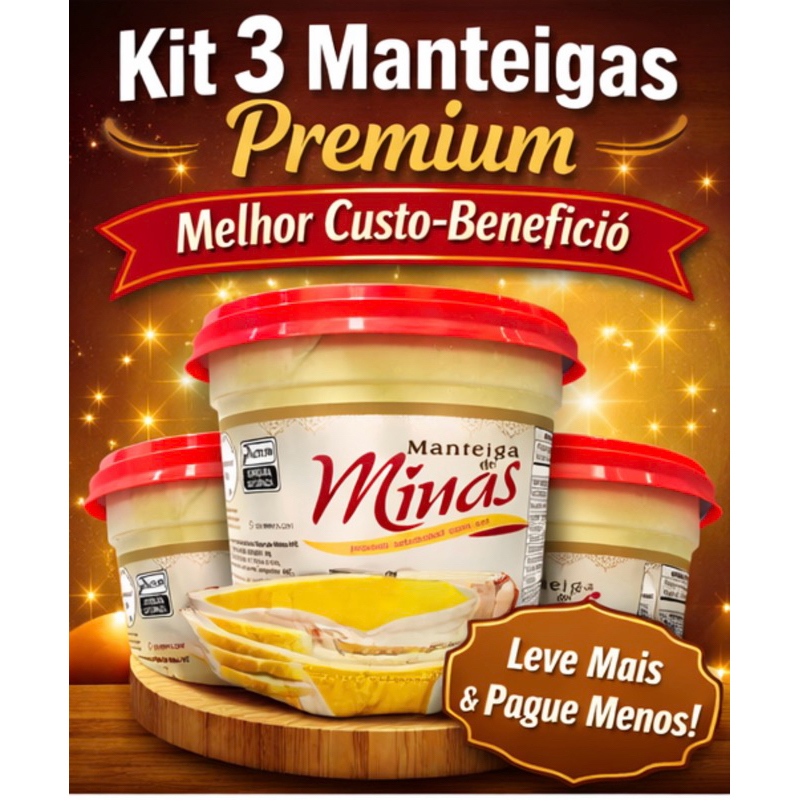 Kit 3 Manteigas Artesanais Premium de Minas 400g c