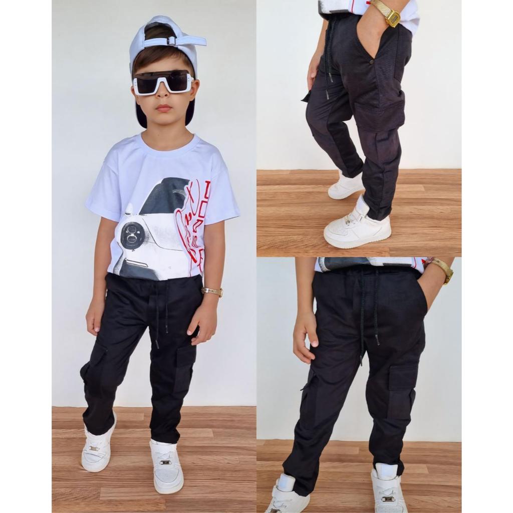 Calça Cargo Infantil juvenil menino Masculina Jog
