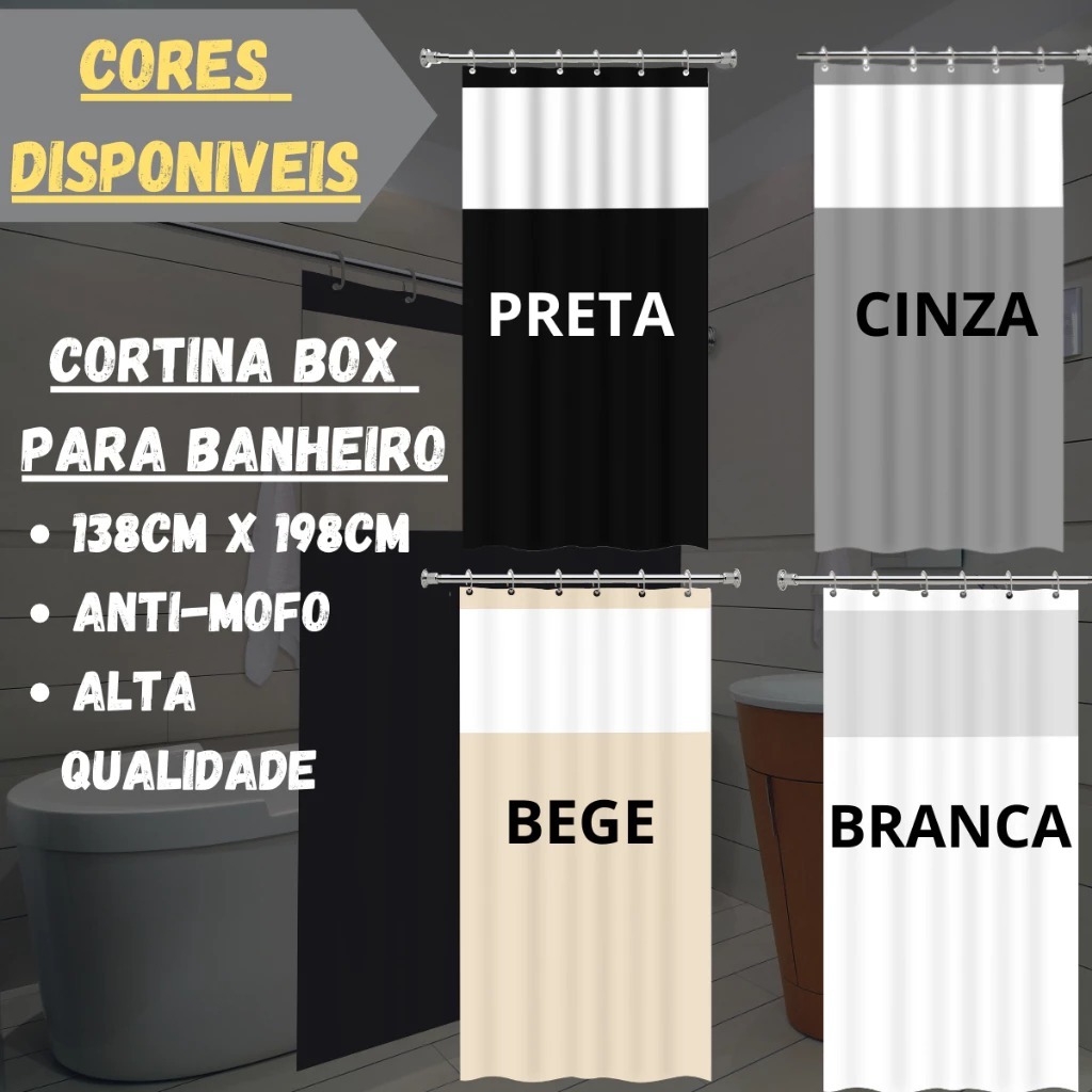 Cortina De Box para Banheiro | PVC com Visor ou Vi