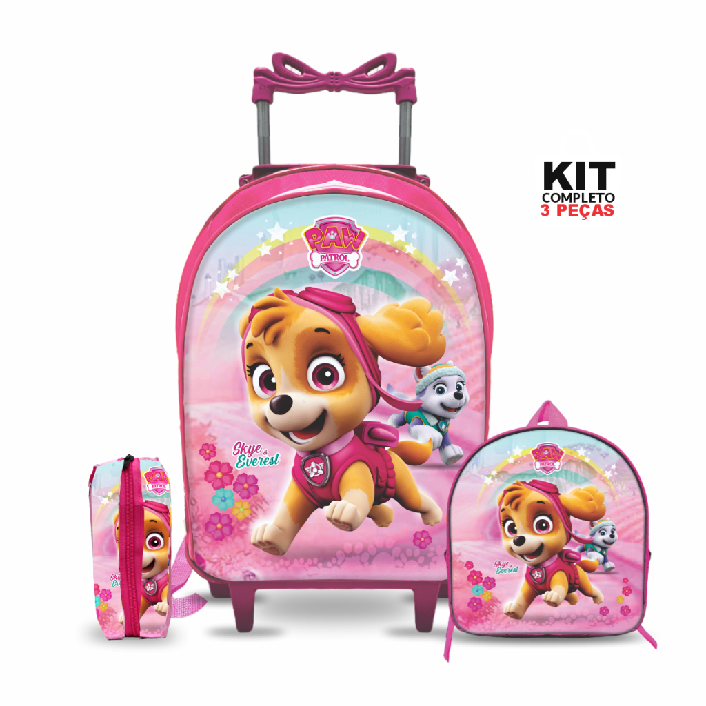 Kit Mochila escolar Patrulha Skye com Lancheira e 