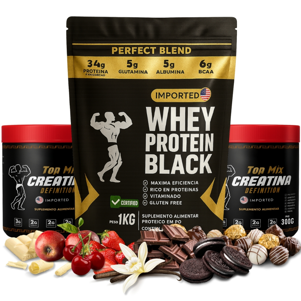 KIT Creatina em Dobro: Whey Protein Isolado Concen