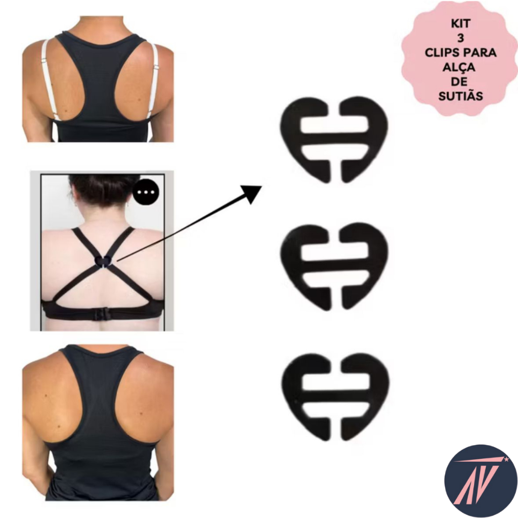 Kit 3 Clips Junção Alça Sutiã Regulador Modelo