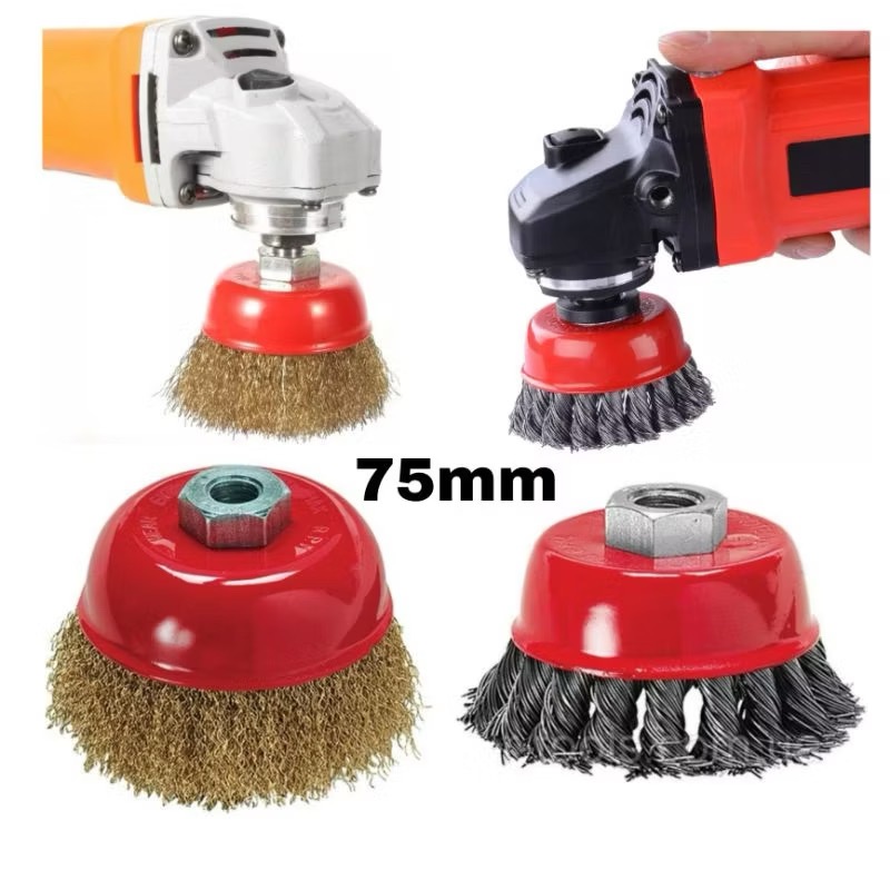 KIT Escova De Aço Copo 75mm M14 Para Lixadeira Es