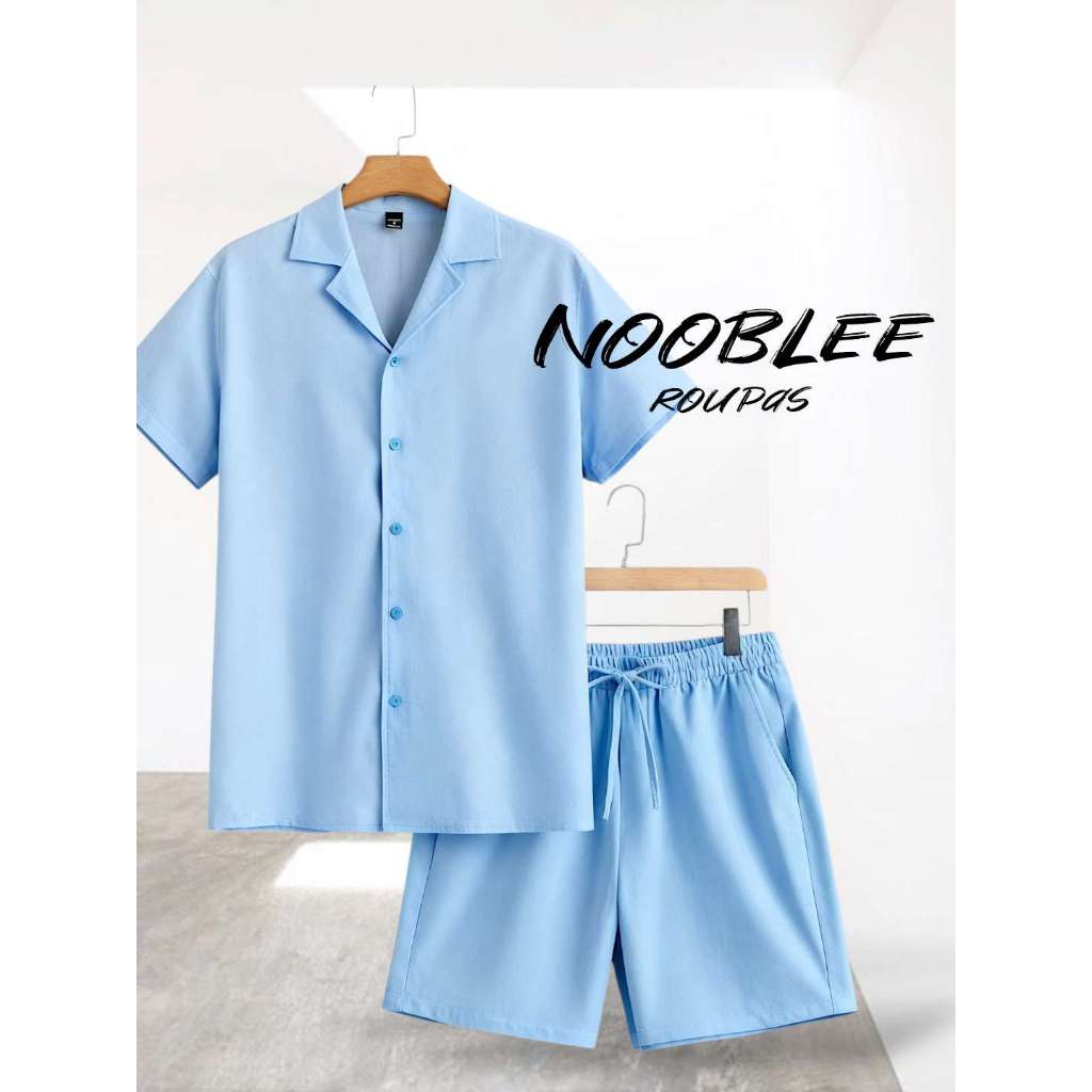 LK Conjunto Masculino Camisa Botão e Shorts Mauri